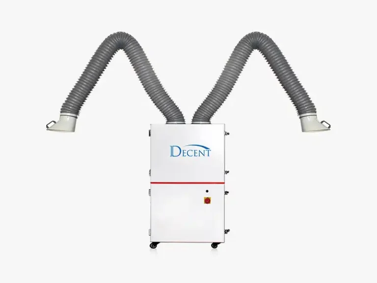 DECENT Double Arm Welding Fume Extractor serving two welding stations