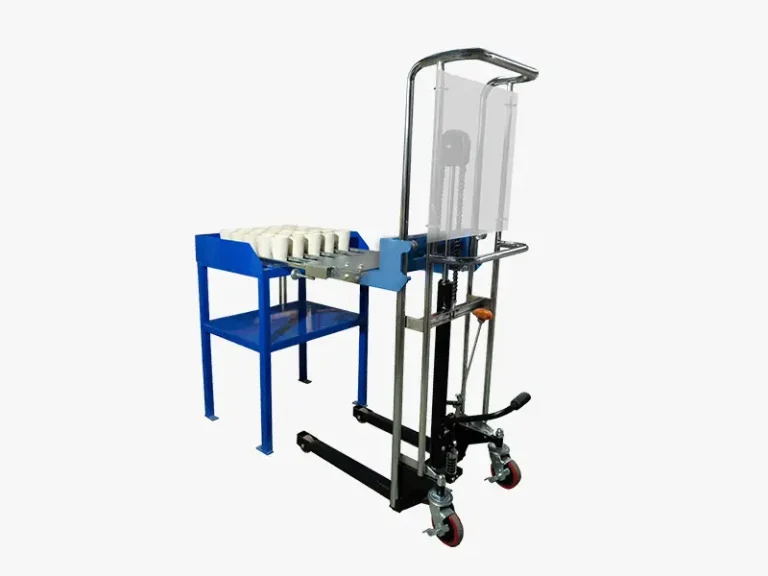 DECENT Manual Crucible Loader – Blue steel - framed, pedal - operated loader with brake wheels and a heat - insulating shield, capable of loading 25/50 crucibles at once for safe high - temp handling in fire assay labs.