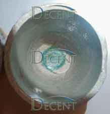 Interior view of a used crucible