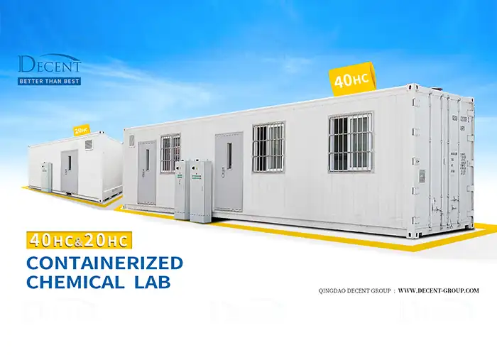Qingdao Decent Group 40 ft & 20 ft mobile containerized chemical labs successfully delivered to Saudi Arabia – turnkey, climate-controlled units ready for on-site analysis.