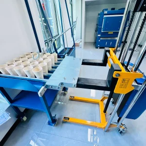 DECENT precision electric crucible loader with multiple crucibles, designed for efficient multi-load and multi-pour operations in a laboratory.