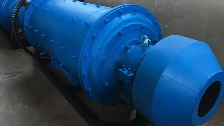 Industrial ball mill, blue, with gear mechanism, by Qingdao Decent Group