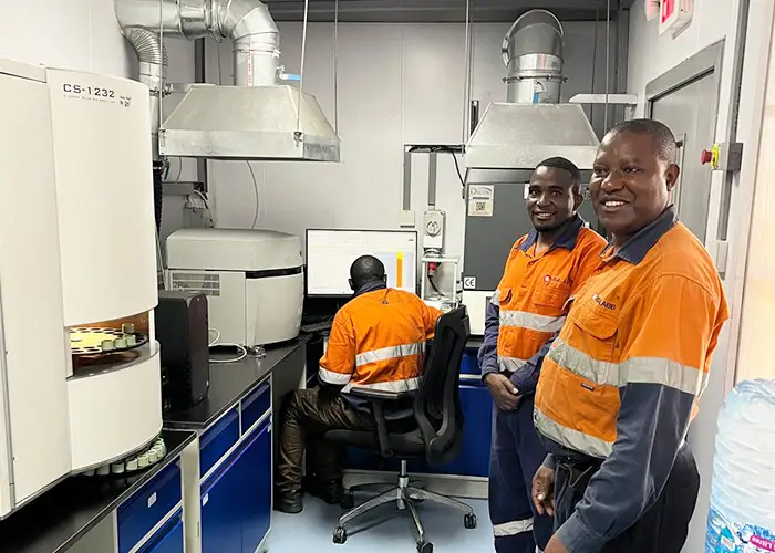A Tanzania mobile container laboratory by Qingdao Decent Group at a mine site, showcasing the complete on-site solution.
